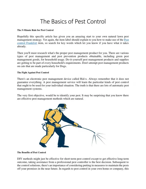 The Basics of Pest Control