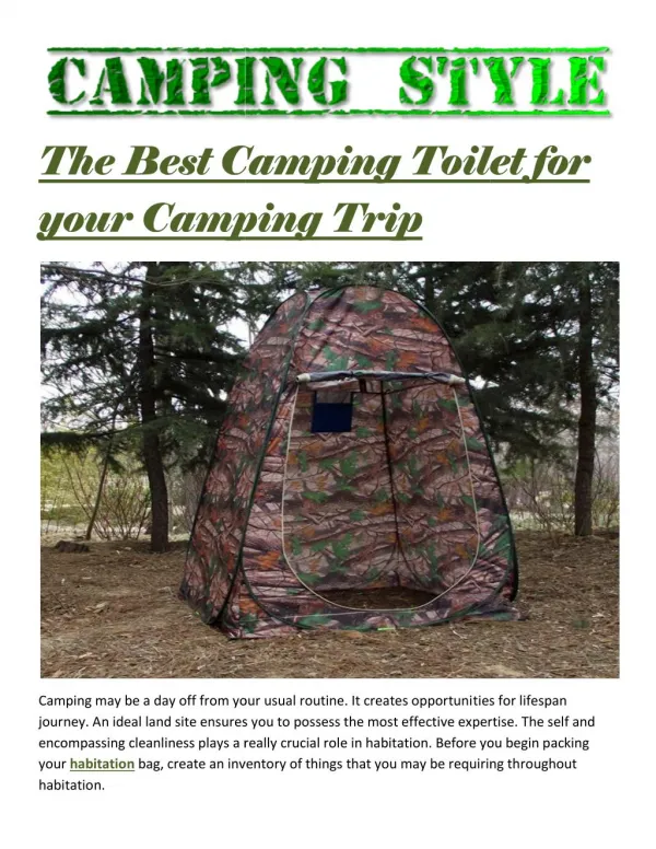 The best camping toilet for your camping trip