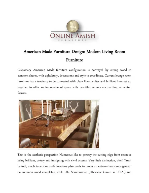 American Made Furniture Design: Modern Living Room Furniture