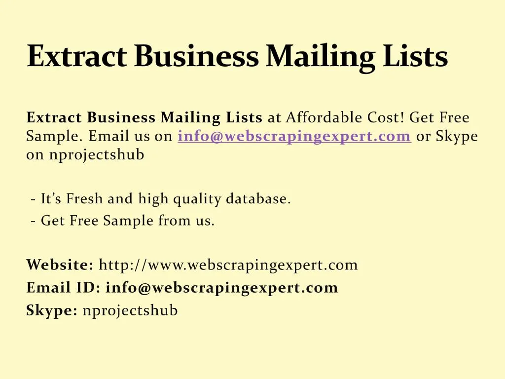 extract business mailing lists