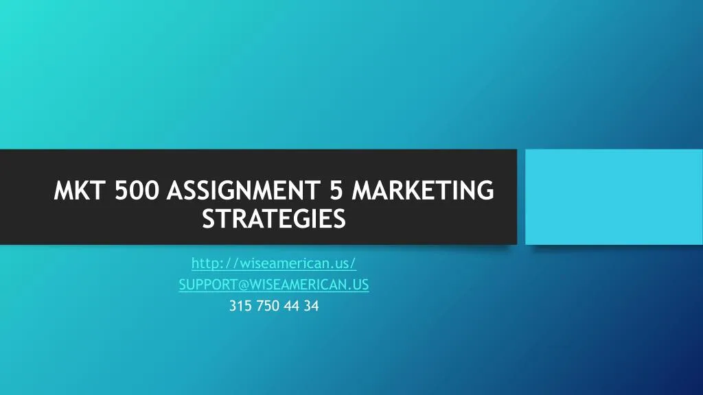 mkt 500 assignment 5 marketing strategies