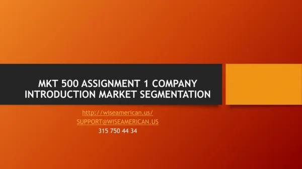 mkt 500 assignment 1 company introduction market segmentation