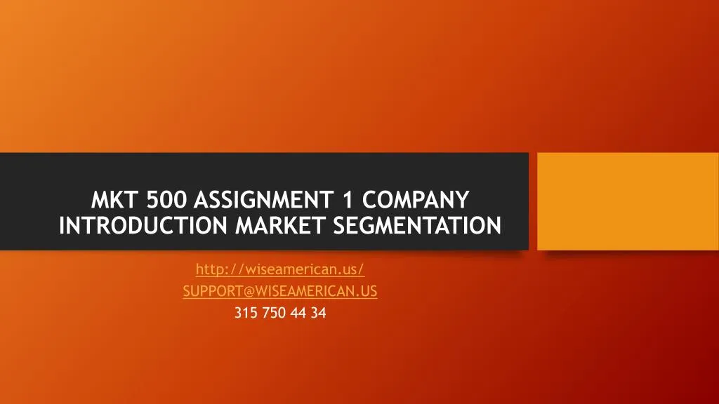 mkt 500 assignment 1 company introduction market segmentation