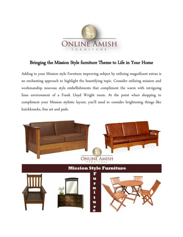 Bringing the Mission Style furniture Theme to Life in Your Home