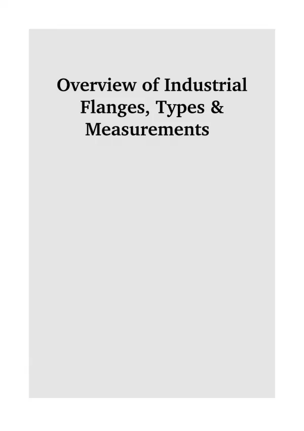 Overview of Industrial Flanges, Types & Measurements