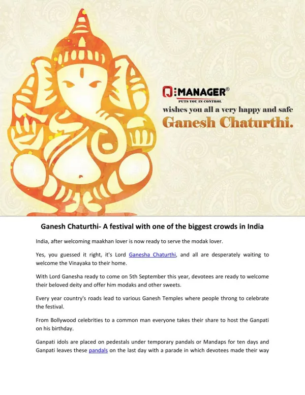 Ganesh Chaturthi- A festival with one of the biggest crowds in India.