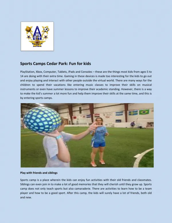 Sports Camps Cedar Park: Fun for kids