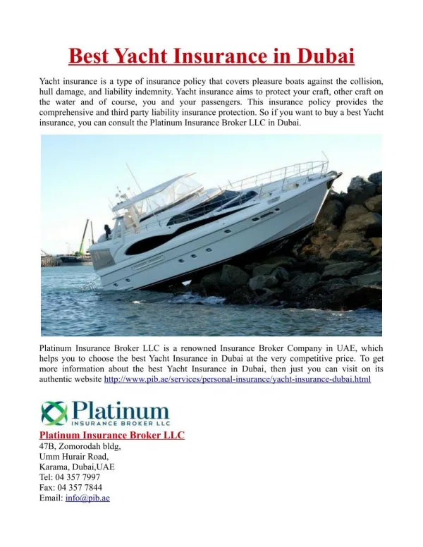 Best Yacht Insurance in Dubai
