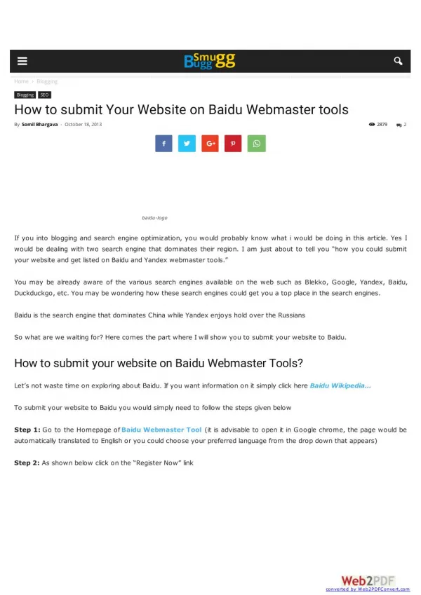 How to submit Your Website on Baidu Webmaster tools