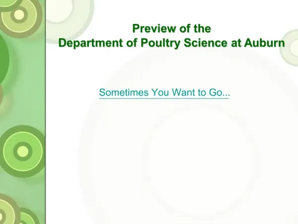 Preview of the Department of Poultry Science at Auburn