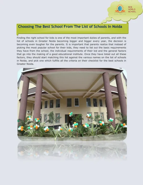 Choosing The Best School From The List Of Schools In Noida