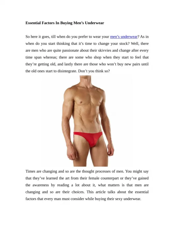 Essential Factors In Buying Men's Underwear