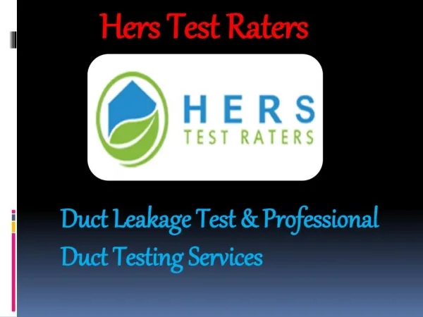 HERS Test Raters