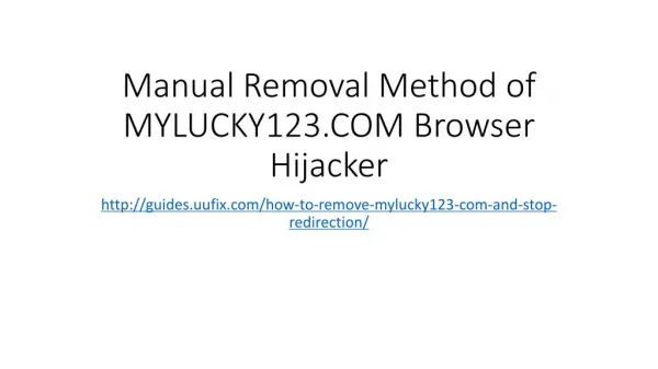 Manual removal method of mylucky123.com browser hijacker