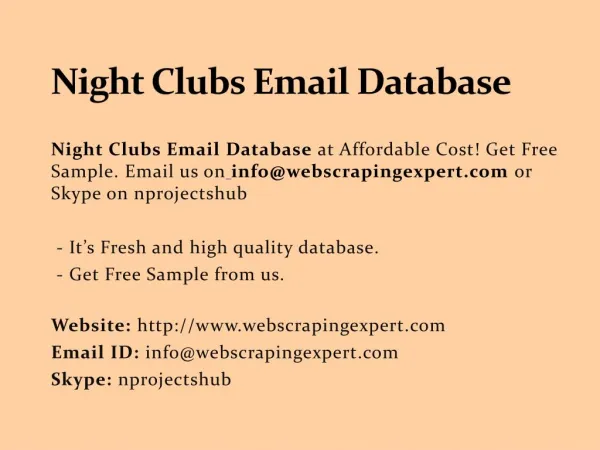 Night Clubs Email Database