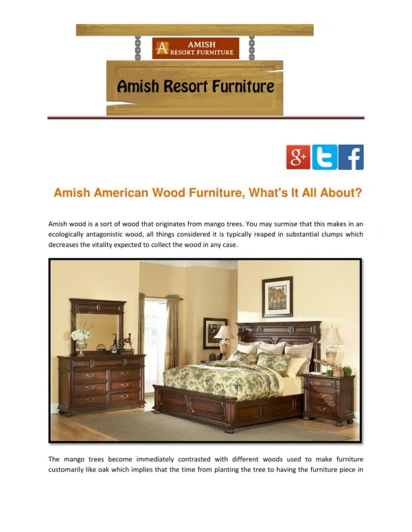 Amish American Wood Furniture, What's It All About?