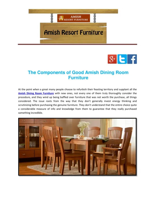The Components of Good Amish Dining Room Furniture