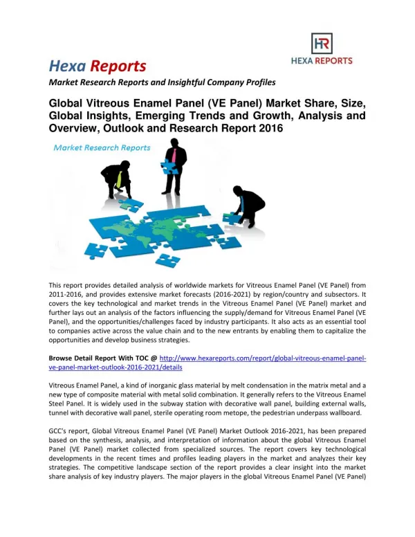 Vitreous Enamel Panel (VE Panel) Market Share, Size, Trends and Growth To 2020