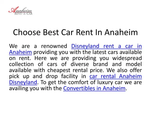 Disneyland Rent A Car In Anaheim
