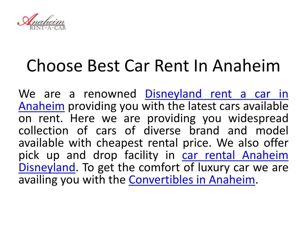 choose best car rent in anaheim