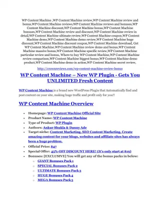 WP Content Machine Review - SECRET of WP Content Machine - slide 1