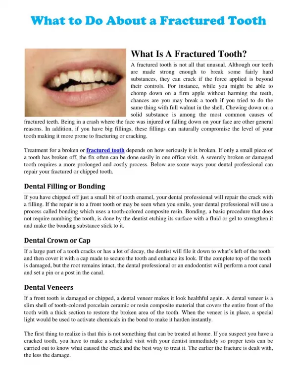 What to Do About a Fractured Tooth
