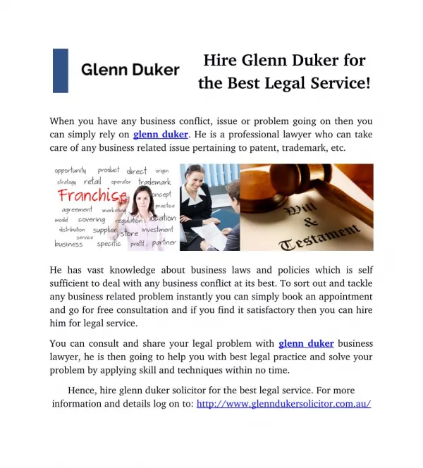 Hire Glenn Duker for the Best Legal Service!