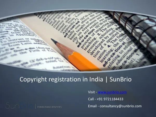 Copyright Registration in India | SunBrio
