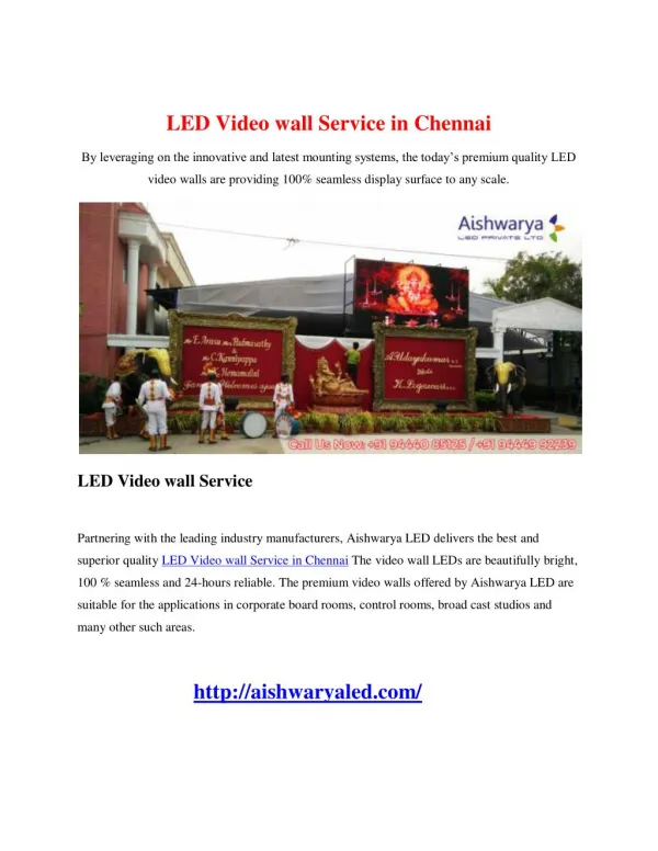 LED Video wall Service in Chennai