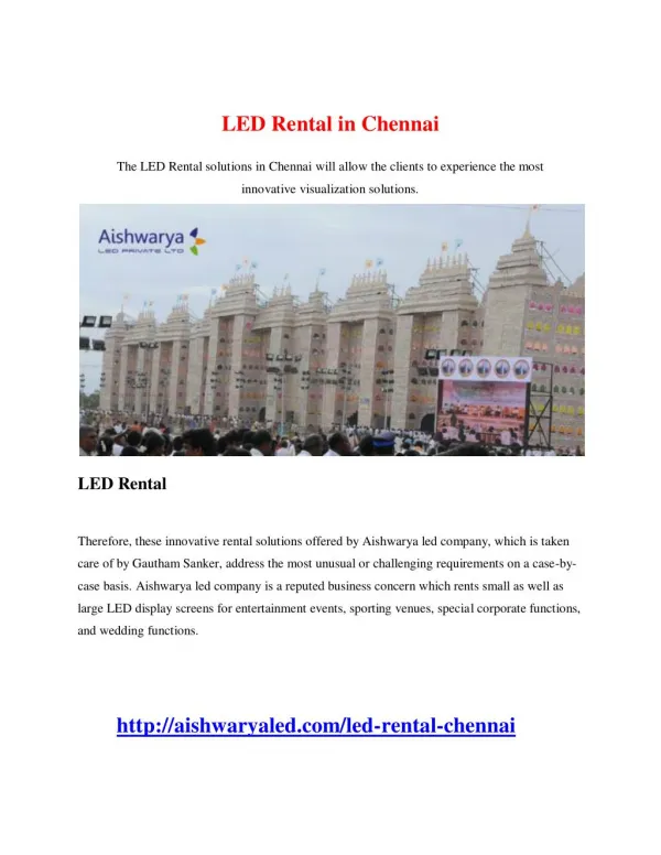 LED Rental in Chennai
