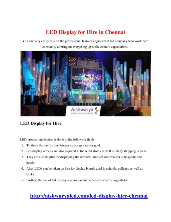 LED Display for Hire in Chennai