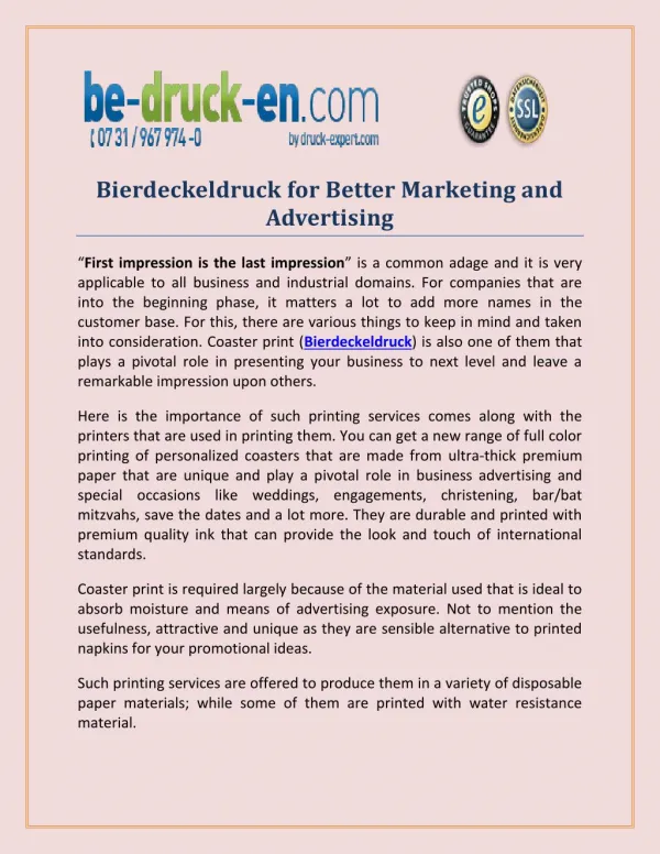 Bierdeckeldruck for Better Marketing and Advertising