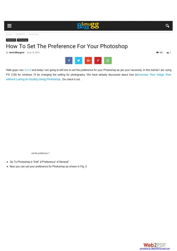 How To Set The Preference For Your Photoshop