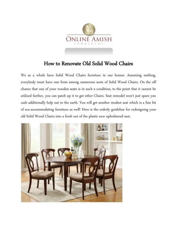 How to Renovate Old Solid Wood Chairs