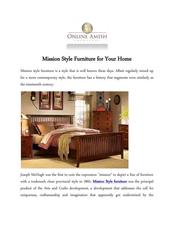 Mission Style Furniture for Your Home
