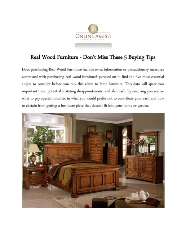 Real Wood Furniture - Don't Miss These 5 Buying Tips