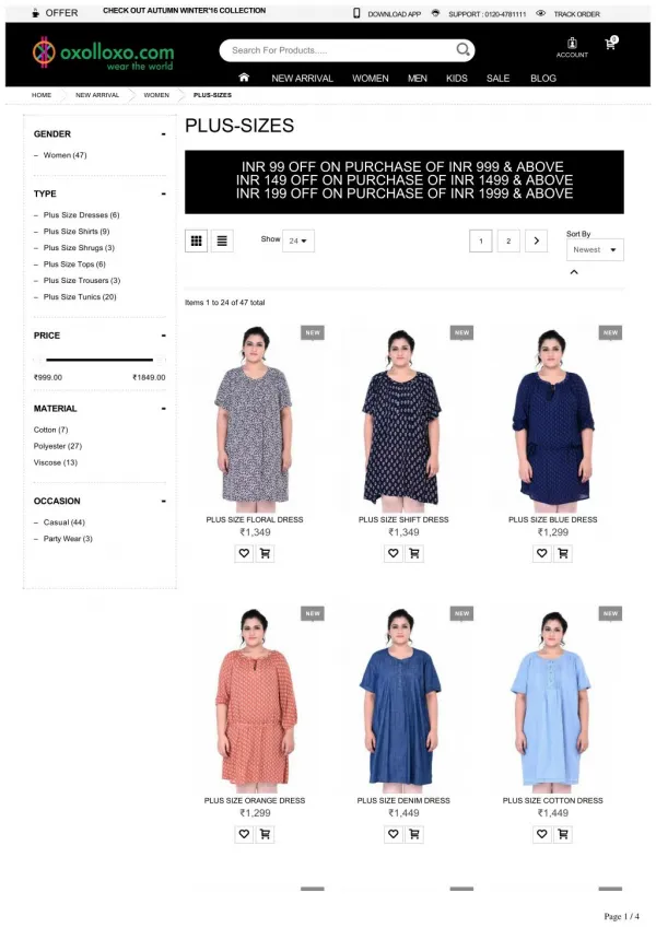 Plus size clothing - Buy latest plus size dresses online | oxolloxo