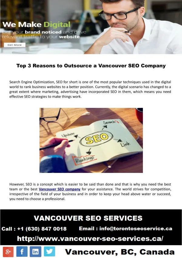 Top 3 reasons to outsource a Vancouver SEO company