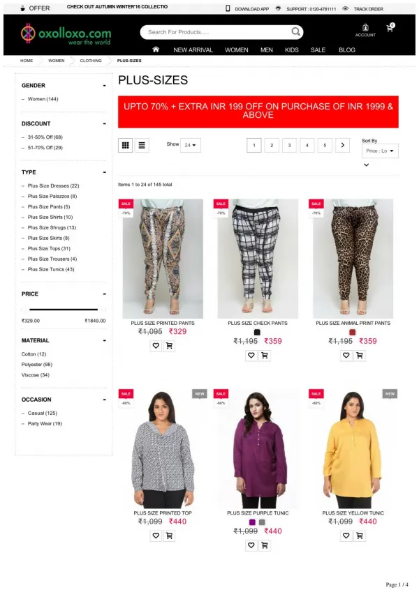 Womens plus size clothing online, Buy sexy plus size dresses online from oxolloxo India