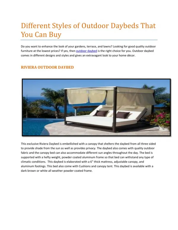 Different Styles of Outdoor Daybeds That You Can Buy