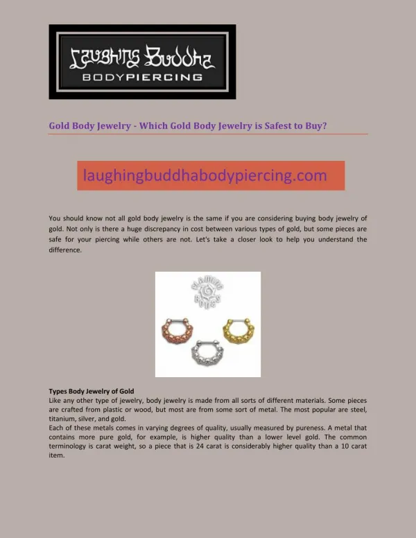 Gold Body Jewelry - Which Gold Body Jewelry is Safest to Buy?