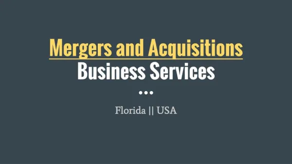 Hire Mergers and Acquisitions Expert In Florida