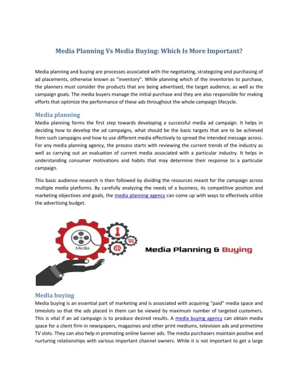 Media Planning Vs Media Buying: Which Is More Important?