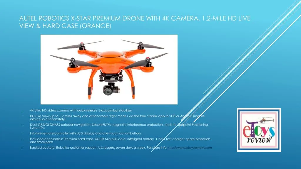 autel robotics x star premium drone with 4k camera 1 2 mile hd live view hard case orange