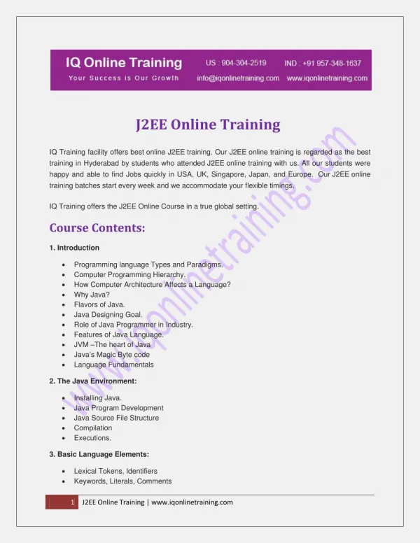 Instructor-led live online J2EE ONLINE TRAINING with 24x7 on demand support