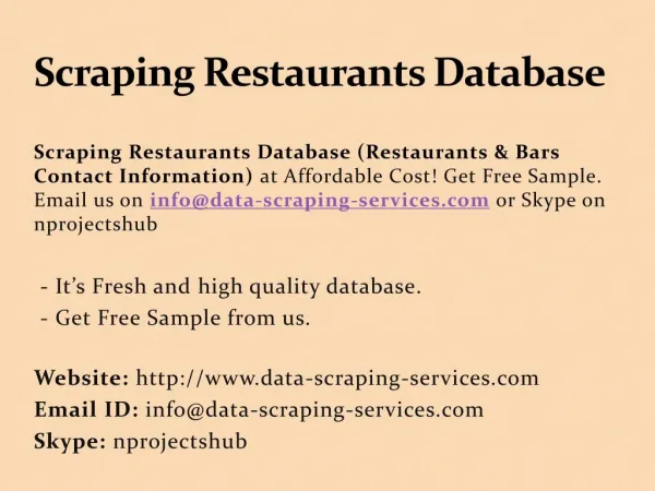 Scraping restaurants database