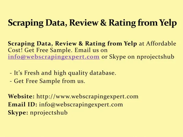 Scraping Data, Review & Rating from Yelp