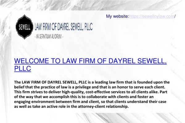 The LAW FIRM OF DAYREL SEWELL, PLLC The Perfect Law Firm