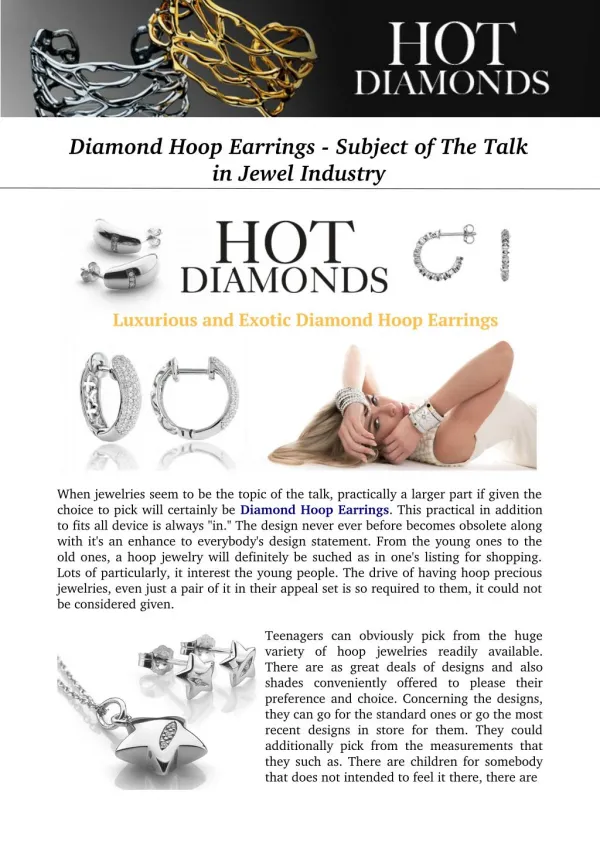 Diamond Hoop Earrings - Subject of The Talk in Jewel Industry