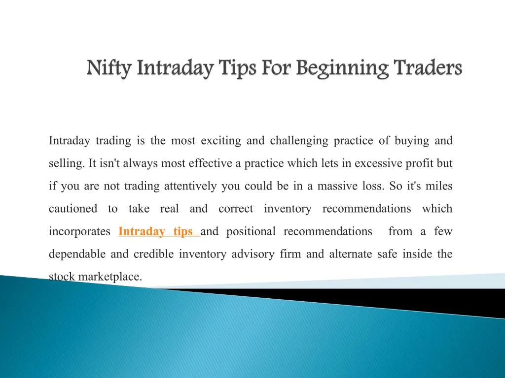 nifty intraday tips for beginning traders